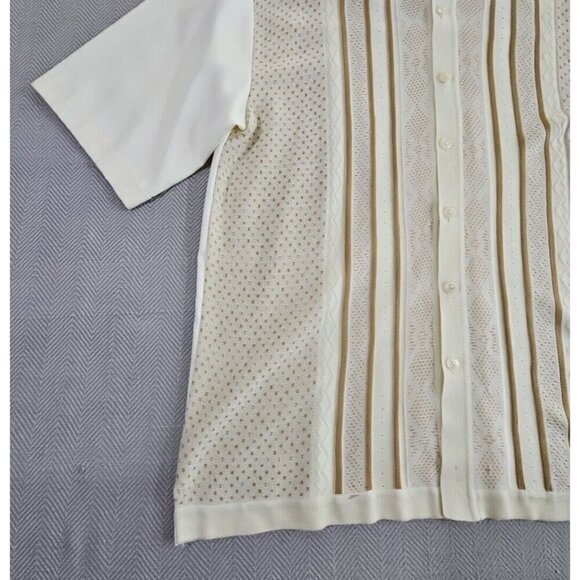 Michael Irvin 88 Casual Shirt Men's 2XL White Brown Textured Button Up Retro VTG - Picture 4 of 15